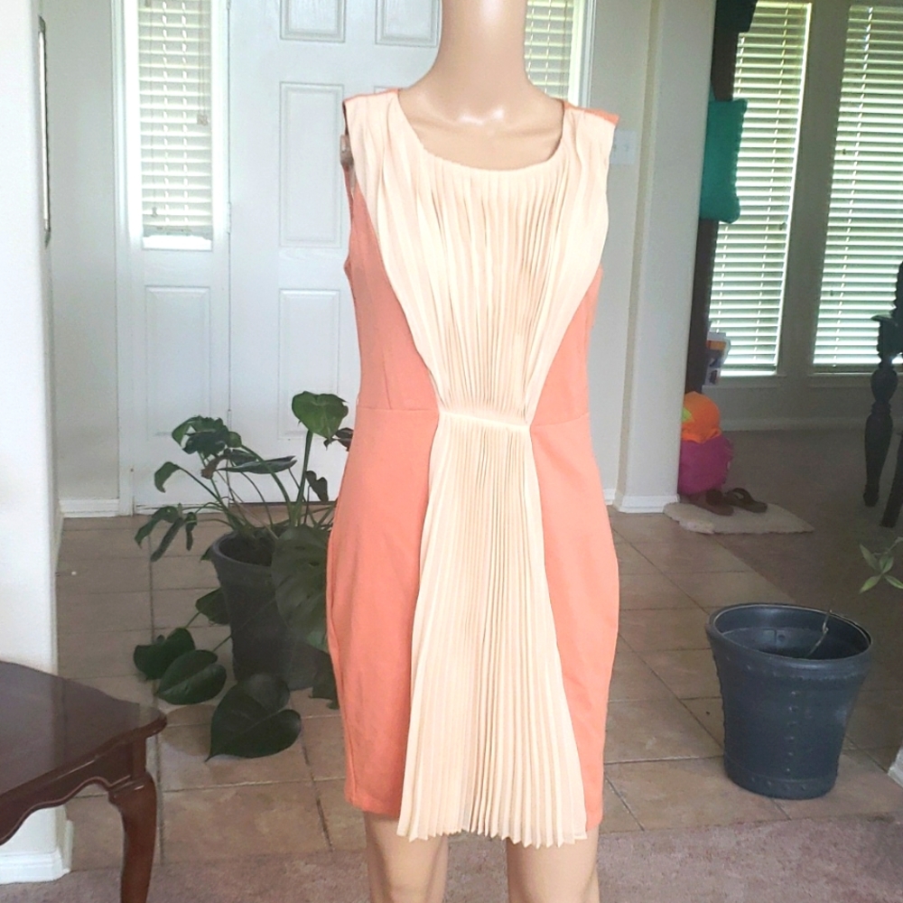 Vero Moda S sleeveless pencil dress draped with accordian chiffon hourglass